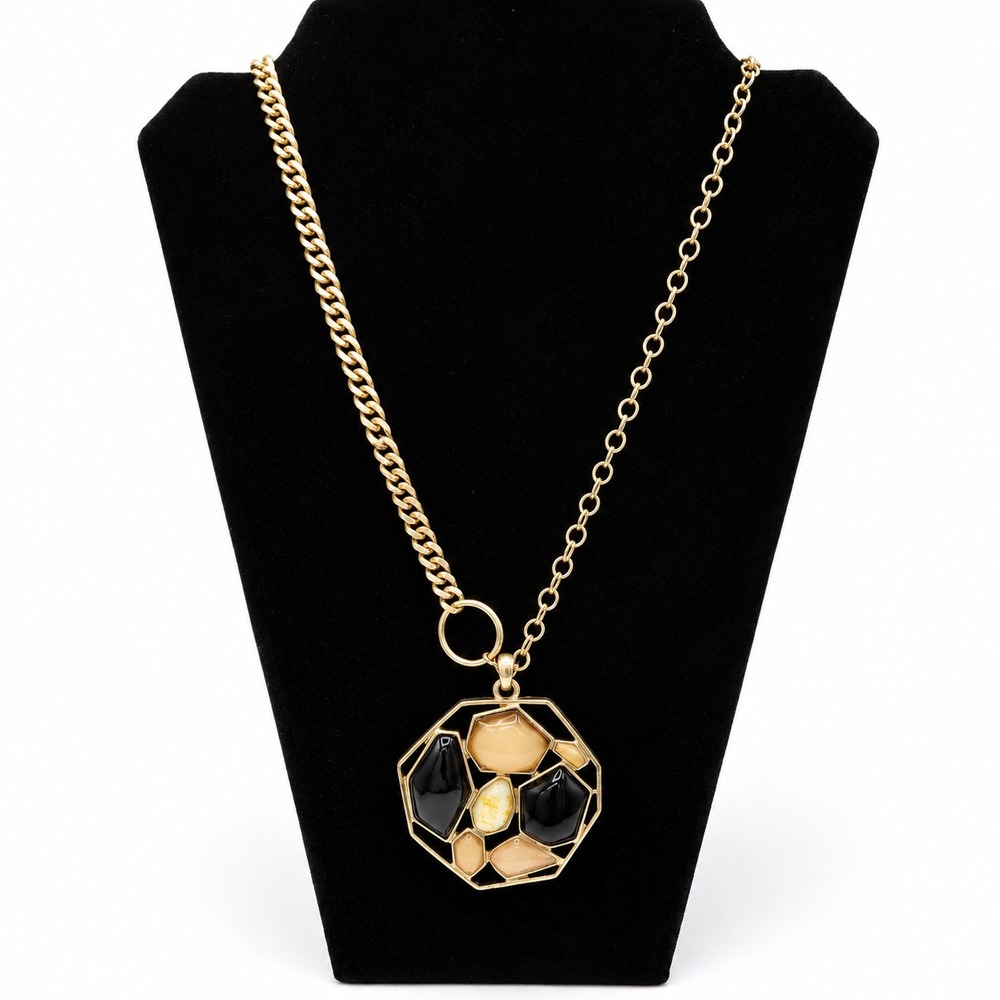 Gold Tone Mixed Chain Geometric Boho Necklace NWT